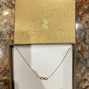Never worn dogeared gold infinity necklace